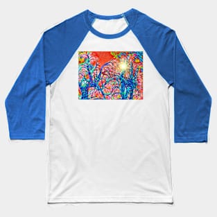 Trees Stained Glass Baseball T-Shirt